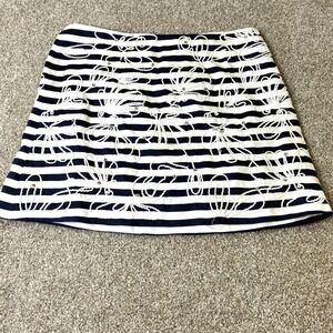Lilly Pulitzer Navy Stripe Tate Skirt‎ Women's 4 Embroidered Cotton Mini Size 4